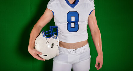 Torso Football Player Holding Helmet Posing © KCULP