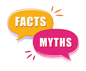 Facts vs myths speech bubble concept illustration cartoon trendy modern. Fact-checking or easy compare evidence. Vector 10 eps