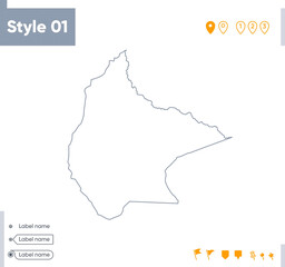 Beni, Bolivia - stroke map isolated on white background. Outline map. Vector map