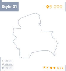Obraz premium Santa Cruz, Bolivia - stroke map isolated on white background. Outline map. Vector map