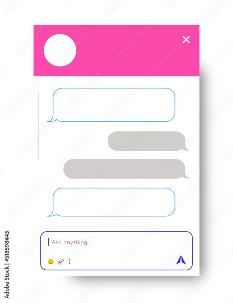 Wall mural chat window for website and mobile app isolated on background. social communication chatting, chat b