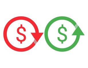 Dollar high symbol, cost increase icon. Vector illustration of a profit growth business sign.