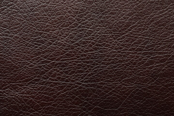 Texture of dark brown leather as background, closeup