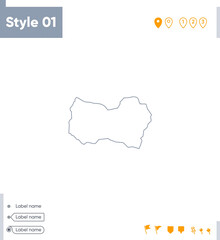 O'Higgins, Chile - stroke map isolated on white background. Outline map. Vector map