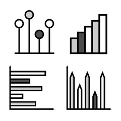 Currency market graph icons set. Vector.