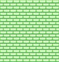 Fototapeta premium Green ceramics tile seamless pattern, subway bricks wall, metro glossy building interior design material background. Tile for kitchen, bathroom, outdoor architecture. Vector Illustration 10 eps
