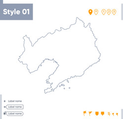 Obraz premium Liaoning, China - stroke map isolated on white background. Outline map. Vector map