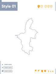 Obraz premium Ningxia, China - stroke map isolated on white background. Outline map. Vector map