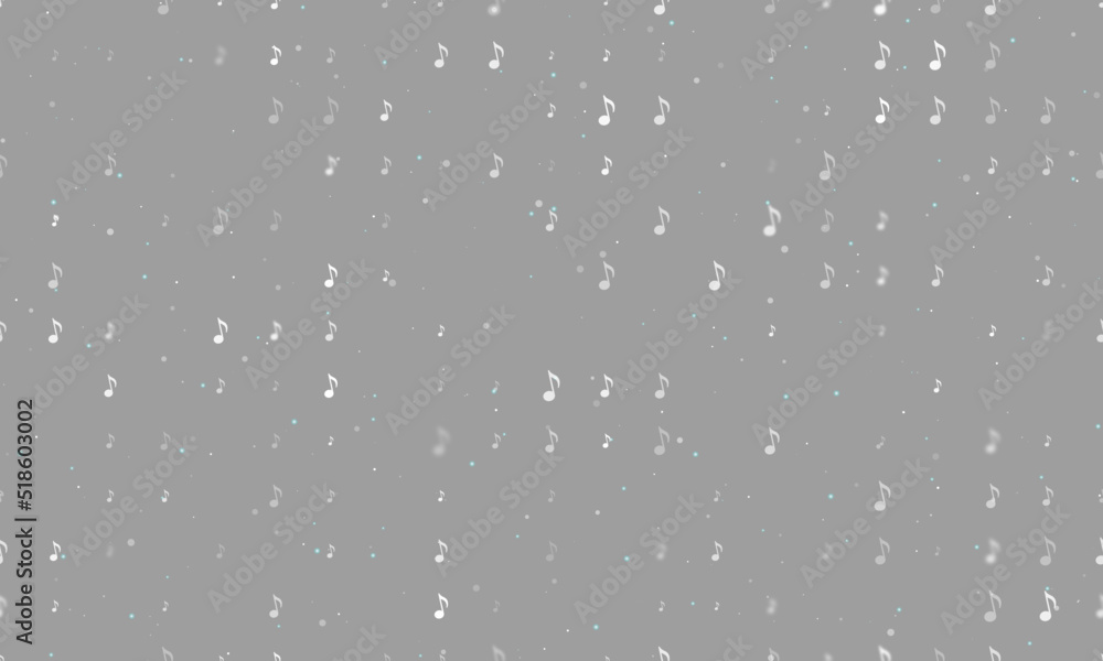 Aufkleber seamless background pattern of evenly spaced white musical note symbols of different sizes and opaci