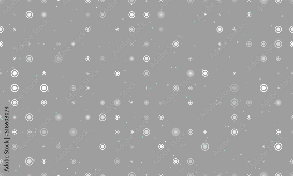 Poster seamless background pattern of evenly spaced white radio button symbols of different sizes and opaci