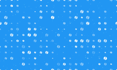 Naklejka na ściany i meble Seamless background pattern of evenly spaced white cd symbols of different sizes and opacity. Vector illustration on blue background with stars