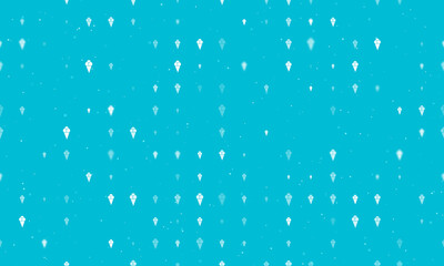 Seamless background pattern of evenly spaced white ice cream balls symbols of different sizes and opacity. Vector illustration on cyan background with stars