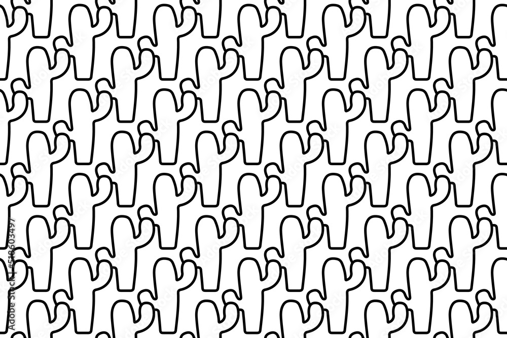 Poster seamless pattern completely filled with outlines of cactus symbols. elements are evenly spaced. vect