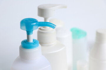 Bottles of cleaners are used to clean the house