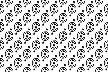 Seamless pattern completely filled with outlines of cent symbols. Elements are evenly spaced. Vector illustration on white background