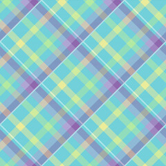 Seamless tartan plaid pattern in  Blue Yellow and Purple.