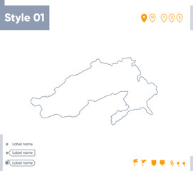 Fototapeta premium Arunachal Pradesh, India - stroke map isolated on white background. Outline map. Vector map