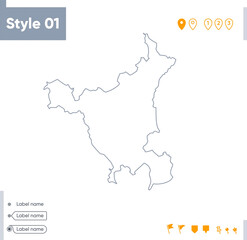Haryana, India - stroke map isolated on white background. Outline map. Vector map