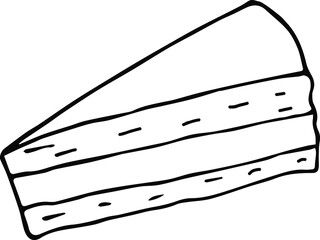 Hand drawn A piece of Cake  illustration. Hand-drawn. Hand-drawn doodles illustration.
Line art.