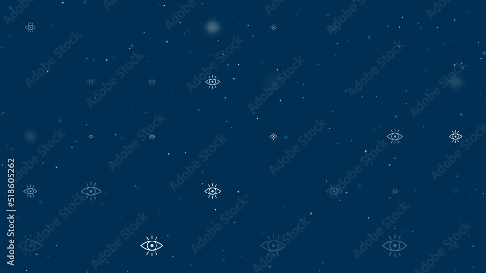 Poster template animation of evenly spaced vision symbols of different sizes and opacity. animation of tran