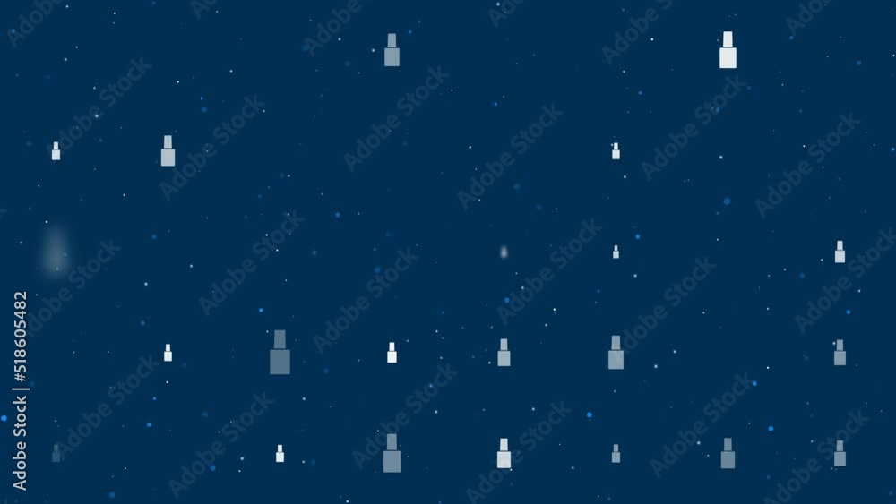 Poster template animation of evenly spaced nail polish symbols of different sizes and opacity. animation of