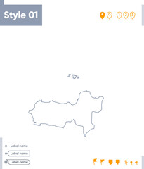 Central Java, Indonesia - stroke map isolated on white background. Outline map. Vector map