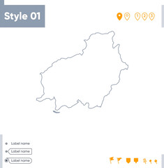 Fototapeta premium Central Kalimantan, Indonesia - stroke map isolated on white background. Outline map. Vector map