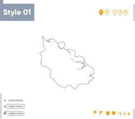 Fototapeta premium Riau, Indonesia - stroke map isolated on white background. Outline map. Vector map