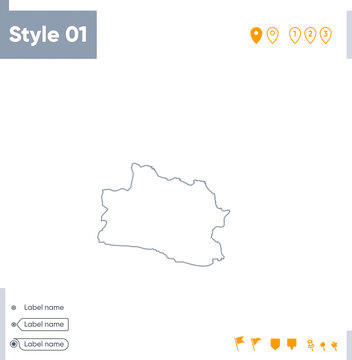West Java, Indonesia - stroke map isolated on white background. Outline map. Vector map