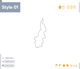 West Sulawesi, Indonesia - stroke map isolated on white background. Outline map. Vector map