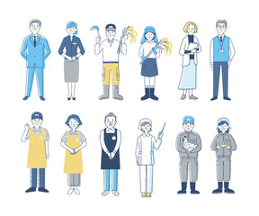 さまざまな職業の人々　男女12人　セット