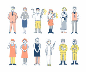 さまざまな職業の人々　男女12人　セット