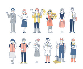 さまざまな職業の人々　男女12人　セット