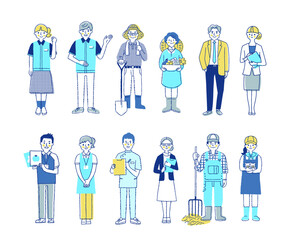 さまざまな職業の人々　男女12人　セット