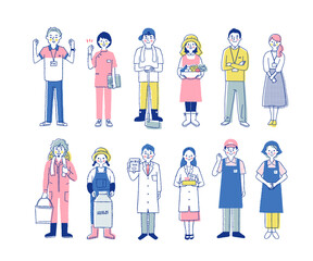 さまざまな職業の人々　男女12人　セット