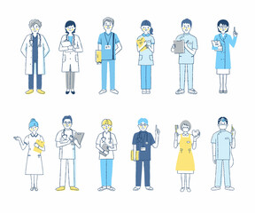 さまざまな医療従事者　男女12人　セット