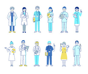 さまざまな医療従事者　男女12人　セット