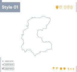 Markazi, Iran - stroke map isolated on white background. Outline map. Vector map