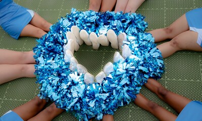 Cheerleaders Forming a Pompom Heart