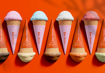 3D Array of Ice Cream Bars Mockup