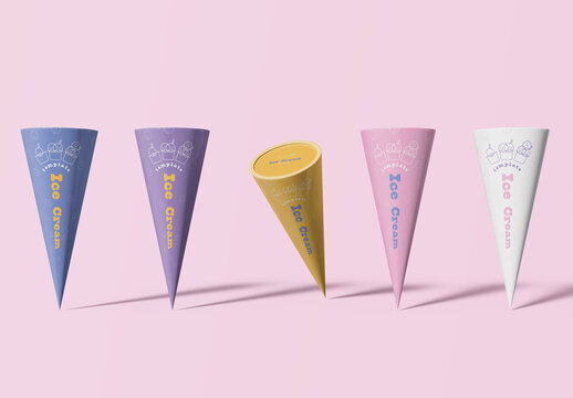 3D Six Levitating Pospcicle Ice Cream Mockup