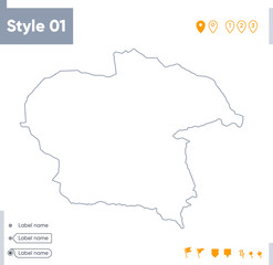 Obraz premium Almaty, Kazakhstan - stroke map isolated on white background. Outline map. Vector map