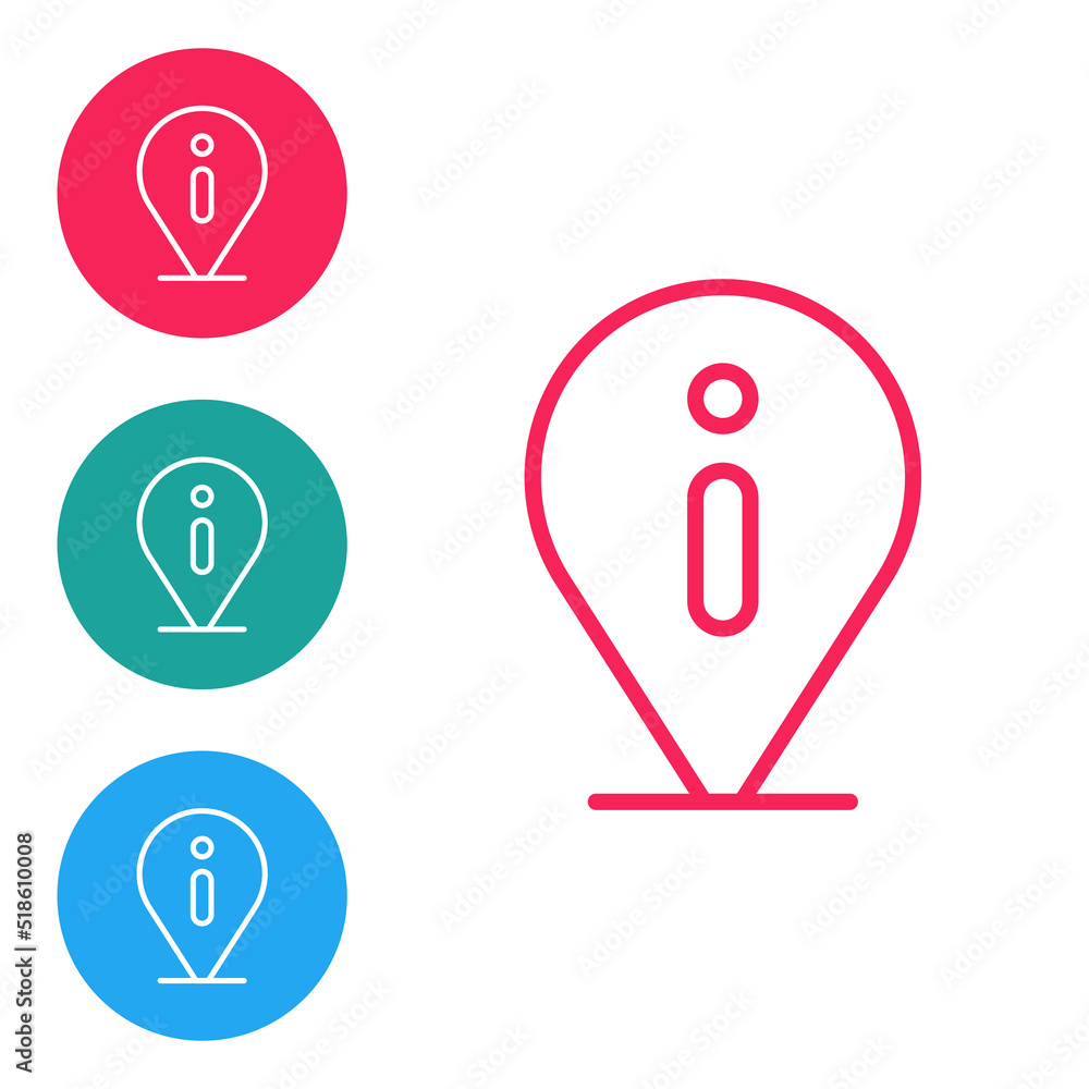 Aufkleber red line information icon isolated on white background. set icons in circle buttons. vector