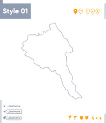 Bayan Olgii, Mongolia - stroke map isolated on white background. Outline map. Vector map