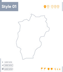 Ovorkhangai, Mongolia - stroke map isolated on white background. Outline map. Vector map