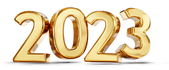2023 golden bold letters symbol as new year 2023 3d-illustration