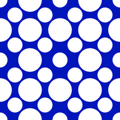 Abstract geometric pattern in polka dot retro style, Modern seamless background, blue and white ornament on vector wallpaper, wrapping paper, 1980s 1990s 1970s fashion style, template, layout for desi - 518612264