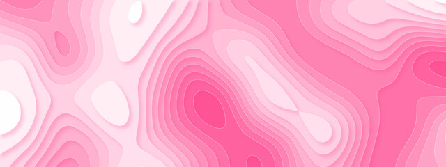 Fototapeta na wymiar Banner with slime abstract background. Pink paper cut banner with 3D slime abstract background and pink waves layers. Light Pink curve line background pink vector overlap paper layer with white space