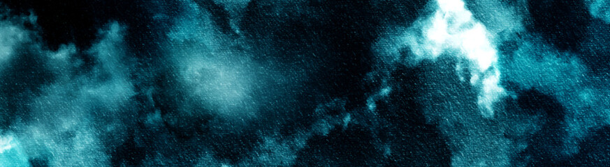 Abstract dark blue watercolor painted sky mottled blue background with vintage marbled textured design on cloudy sky blue banner panoramic background. Soft clouds in blue sky watercolor background.
