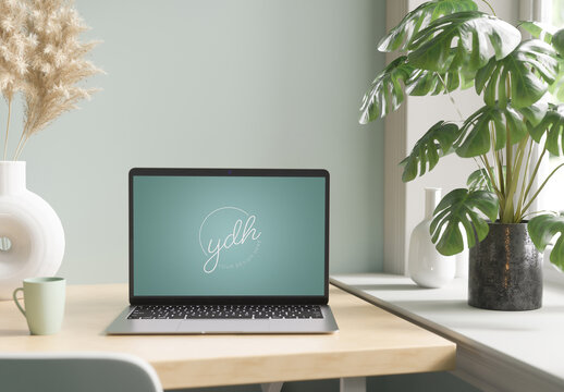 Laptop on Minimal Desktop